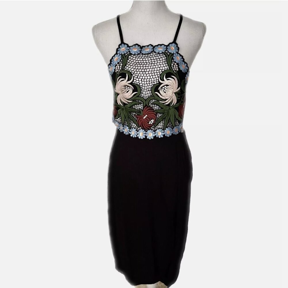 Cleobella Floral Embroidered Black boho festival/Coachella  Dress Handmade